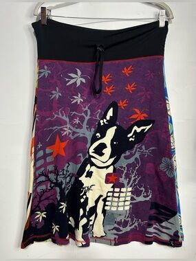 Profile Boston Terrier Graphic Watercolor Skirt Medium